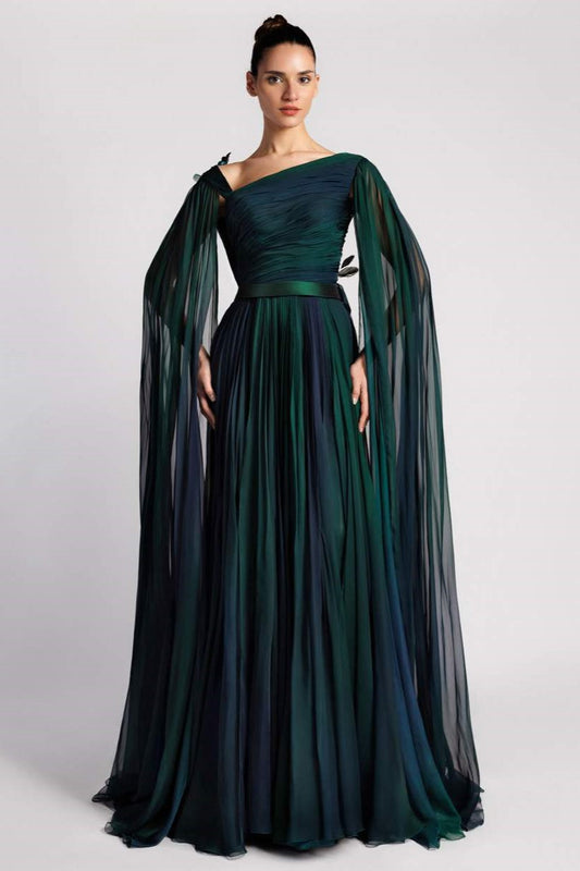 Chiffon Pleated A-Line Gown