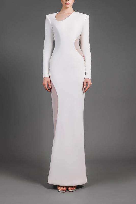 Cr?pe and Tulle Gown