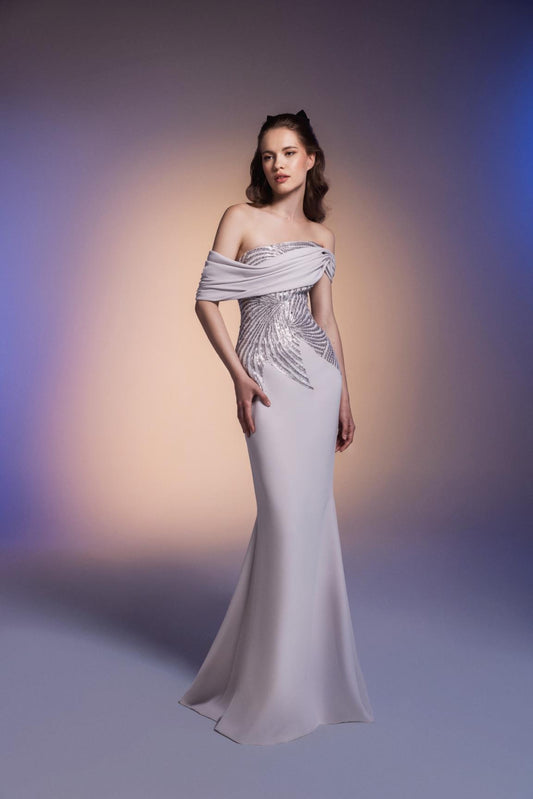 Draped Overlay  Gown