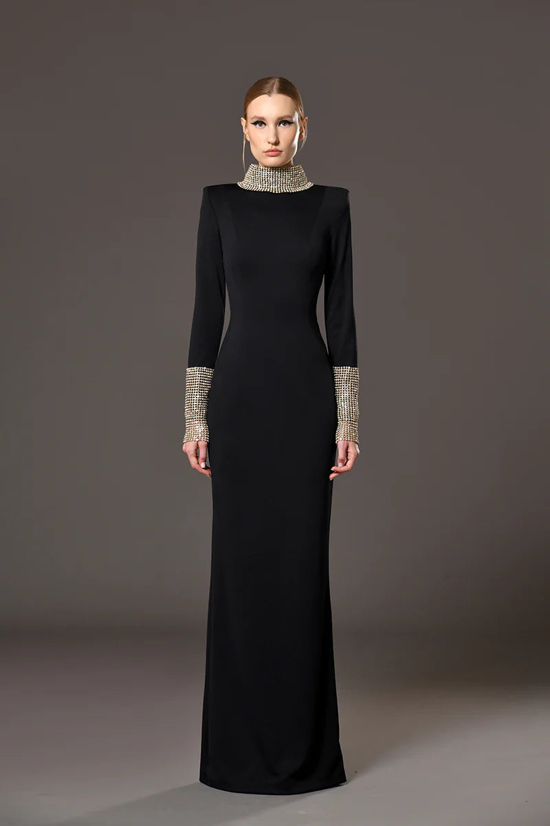 Long Sleeve Crystal Dress