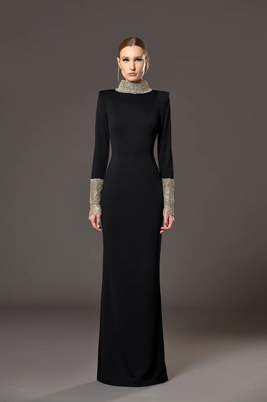 Long Sleeve Crystal Dress