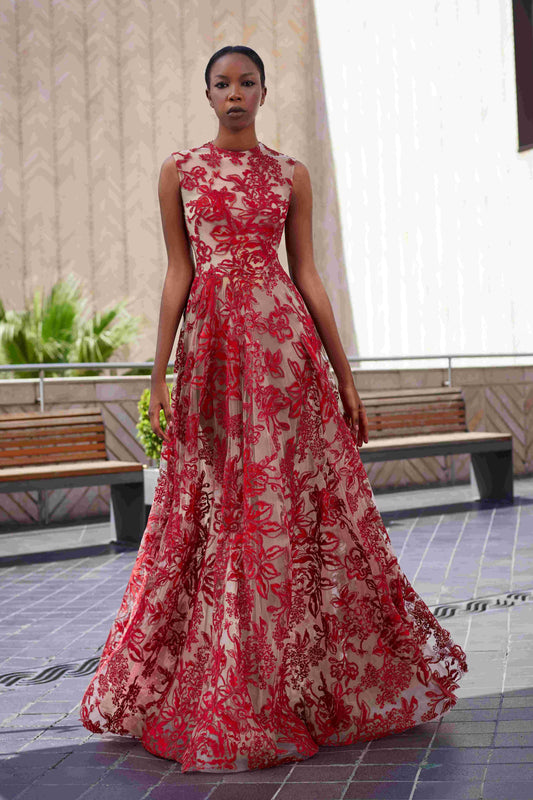 Tulle Embroidered Gown