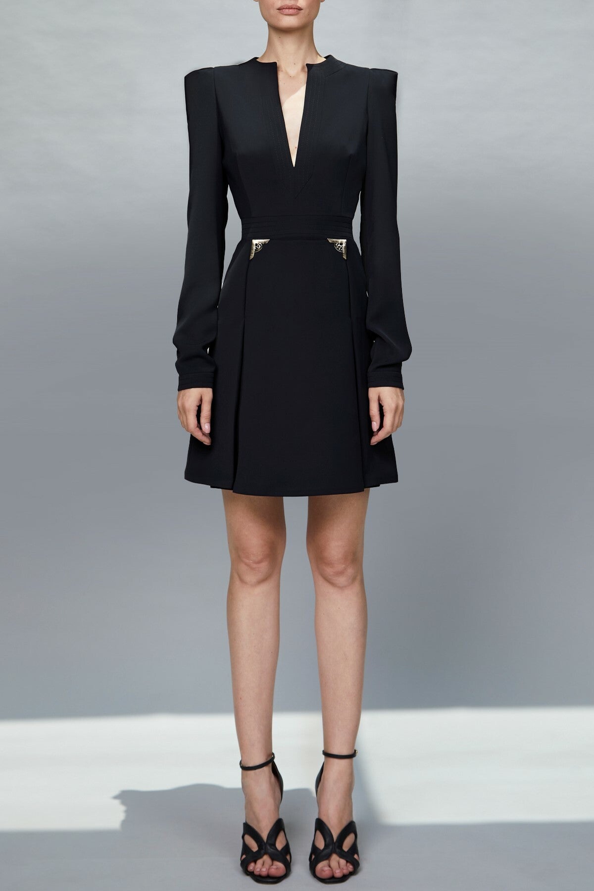 Long Sleeve Short Crepe Dress