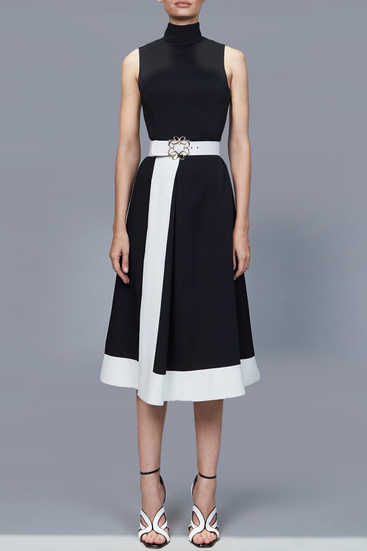 Crepe Midi Colorblock Dress