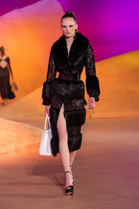 Monogram Fur Detailed Coat
