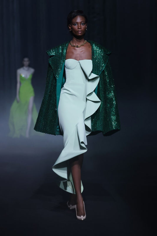 Beaded Tulle Jacket with Skirt