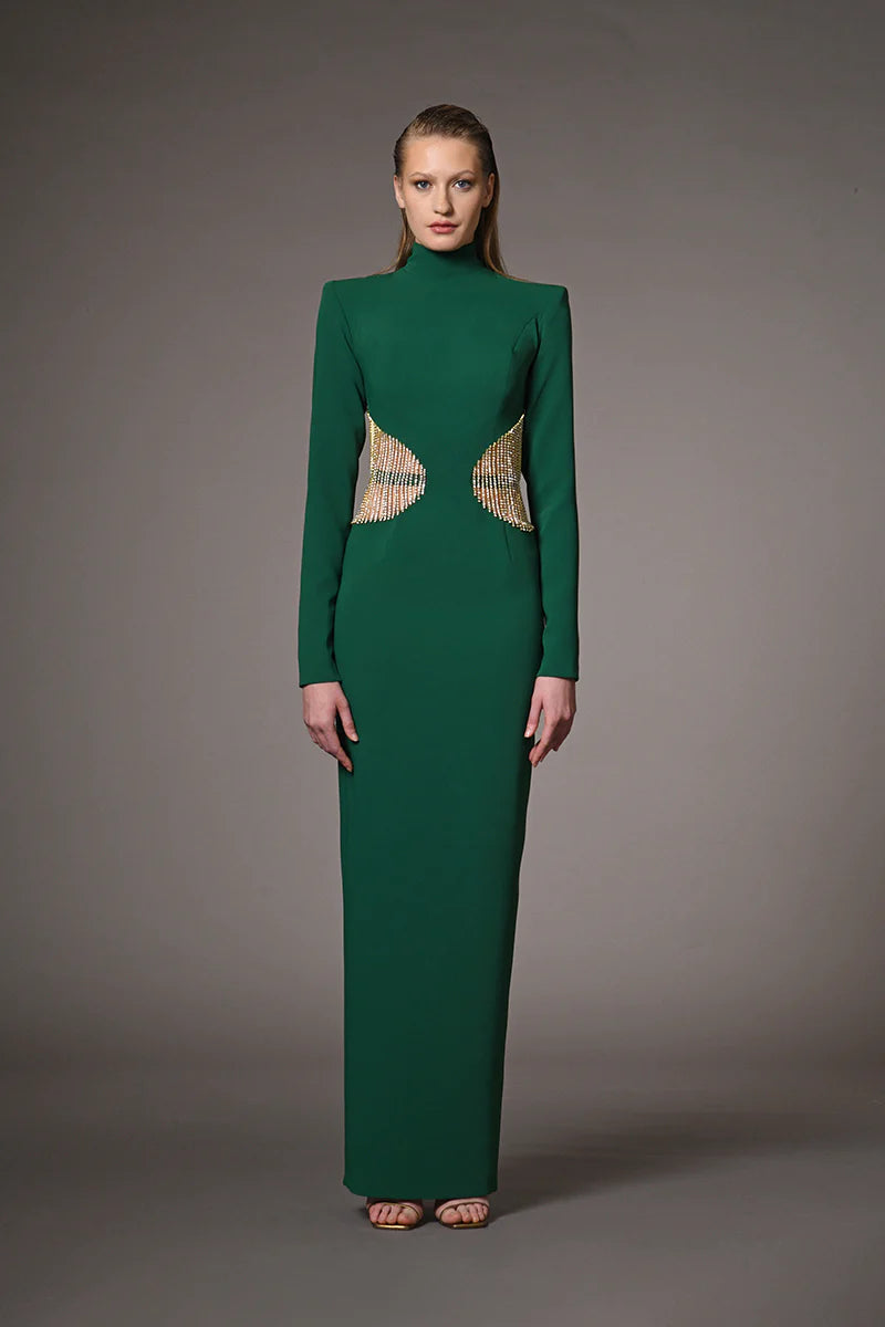 Long Sleeve Rhinestone Dress