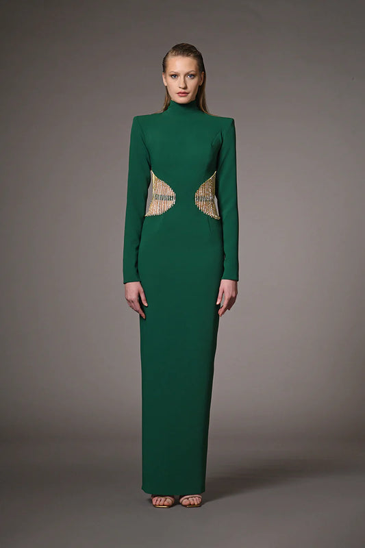 Long Sleeve Rhinestone Dress