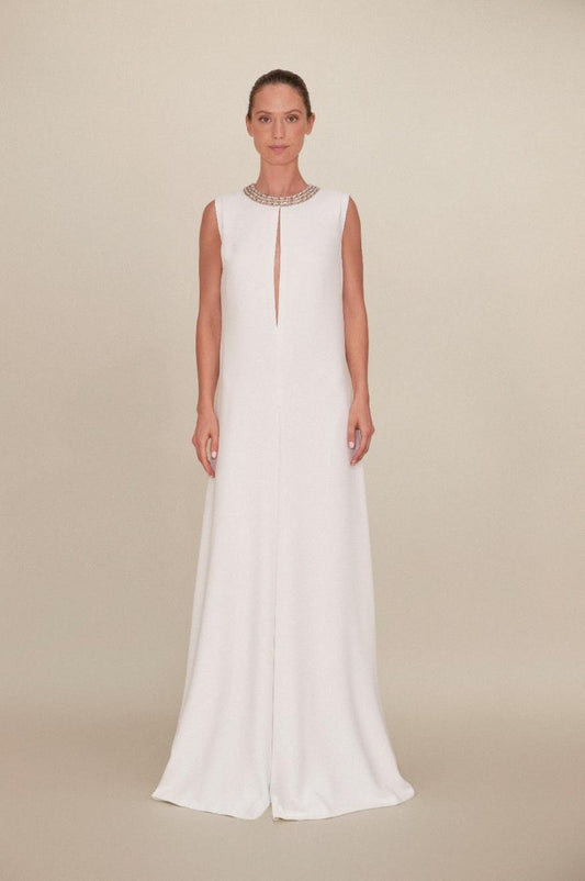 Sleeveless Crepe Wide-Leg Jumpsuit