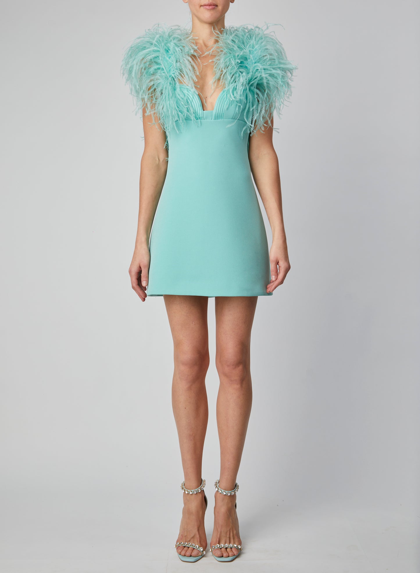 Crepe and Feather Cocktail Dress
