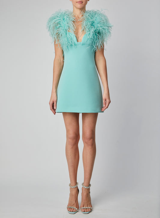 Crepe and Feather Cocktail Dress