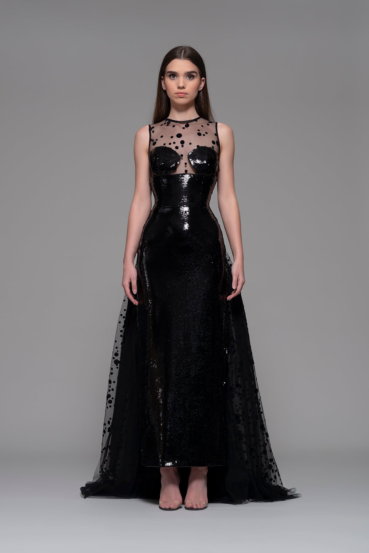 Fascia Sequin Embellished Gown