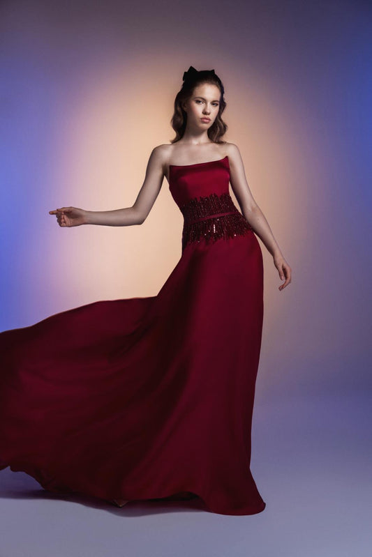 Strapless Red  Gown