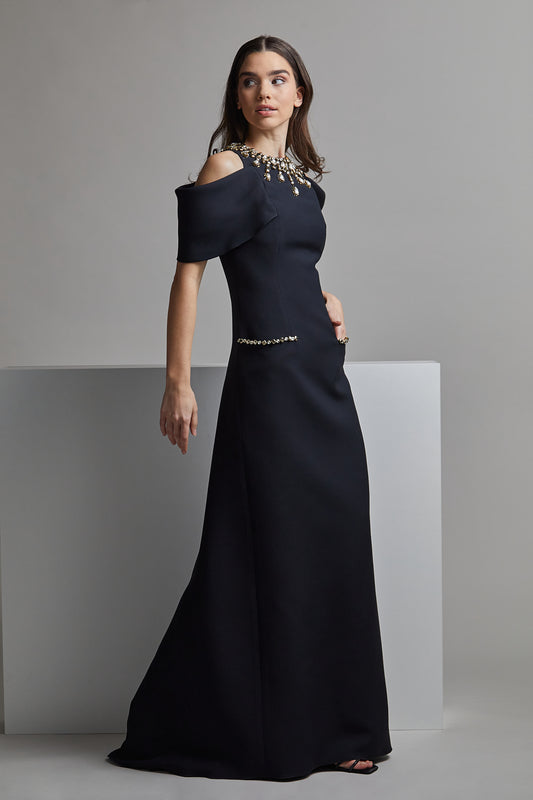 Off-Shoulder NAOKI Evening Dress