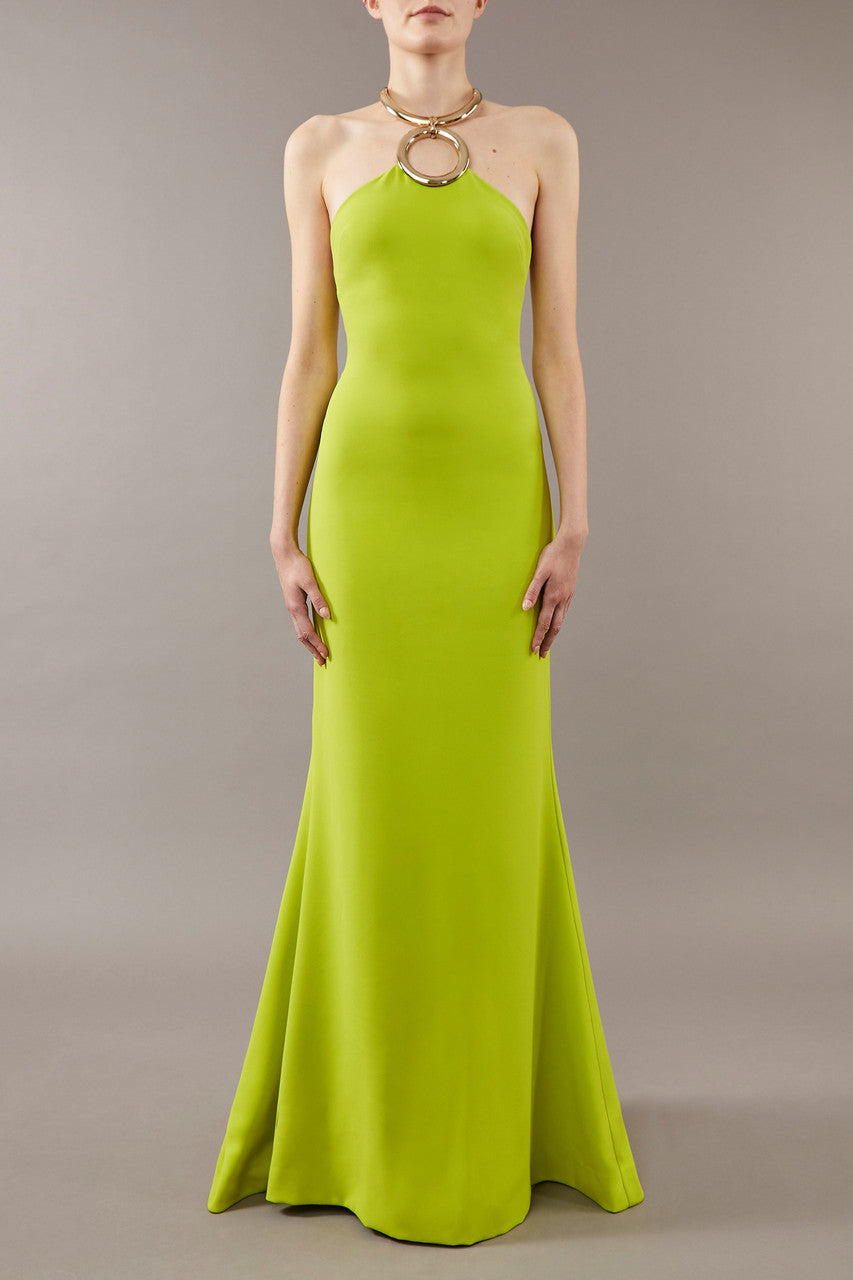 Halter Neck  Crepe Gown