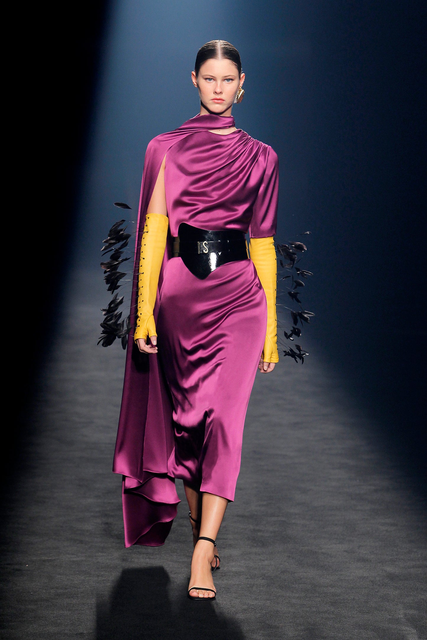 Caiolo Gathered Belted Midi Gown