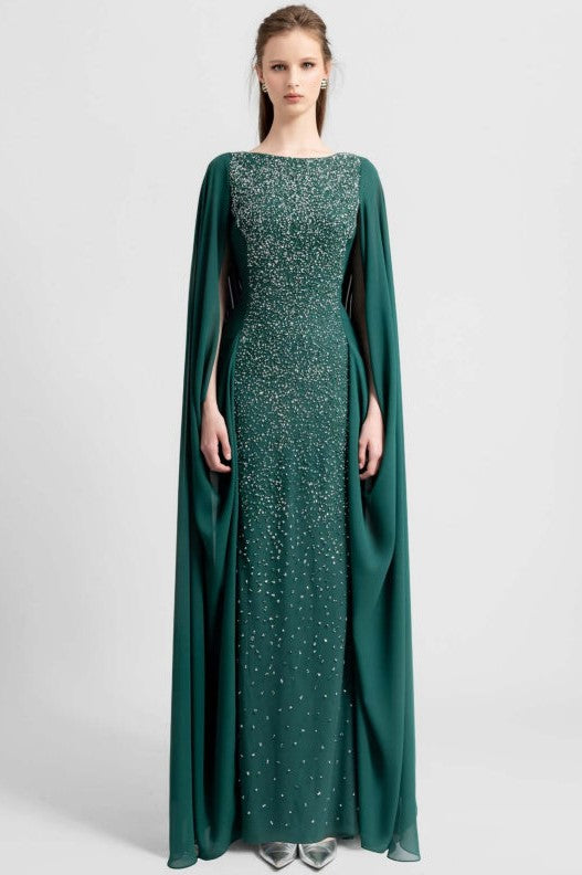 Beaded Gown with Back Draping