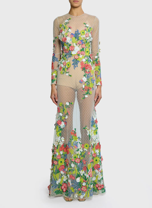 Yarn Long Sleeve Evening Gown