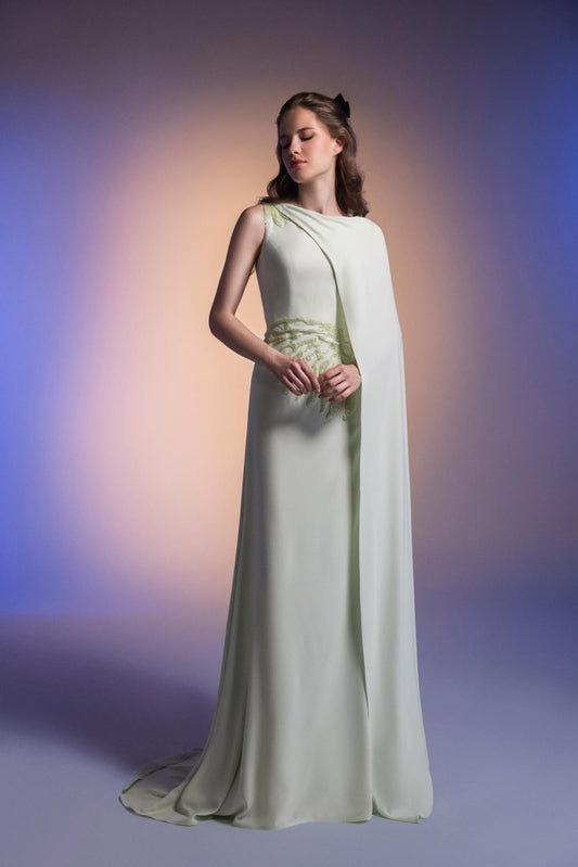 One Shoulder Cape-Gown