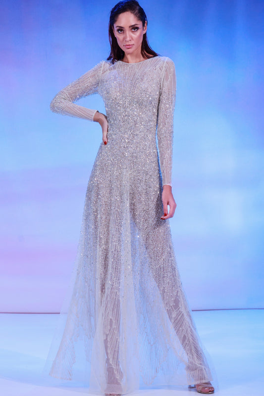 Semi-Sheer Embroidered Gown