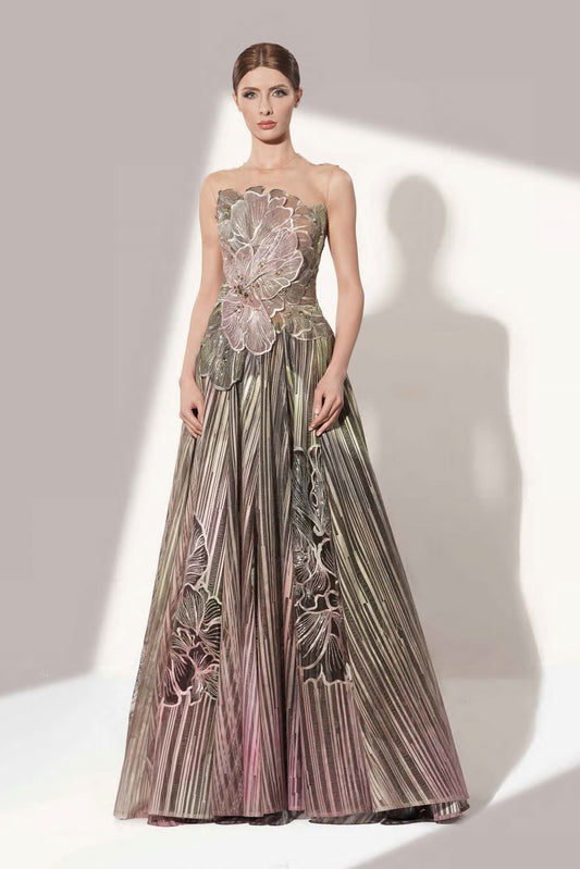 A-Line Striped Gown