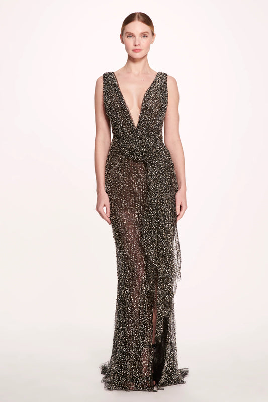 Fully Crystal Illusion Tulle Gown