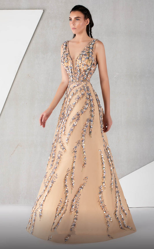 Embellished Sleeveless A-Line  Gown