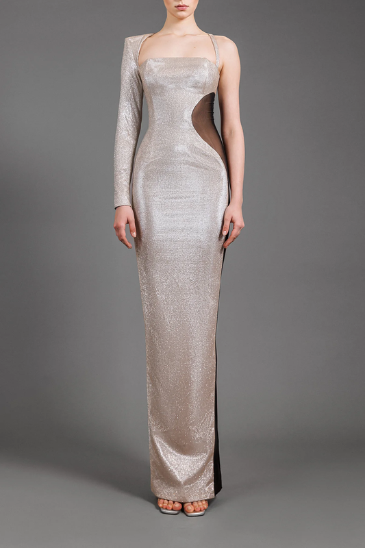 Shimmery Lurex Optical illusion Gown