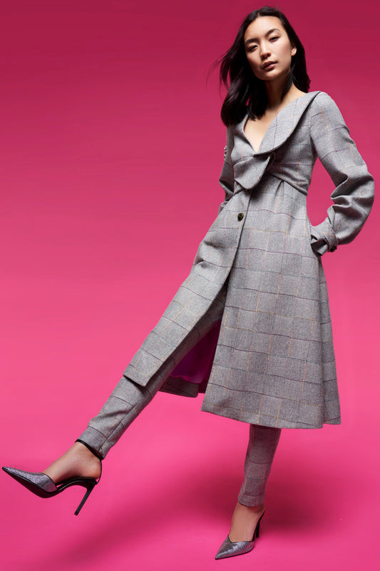 Long Sleeve Checkered Coat