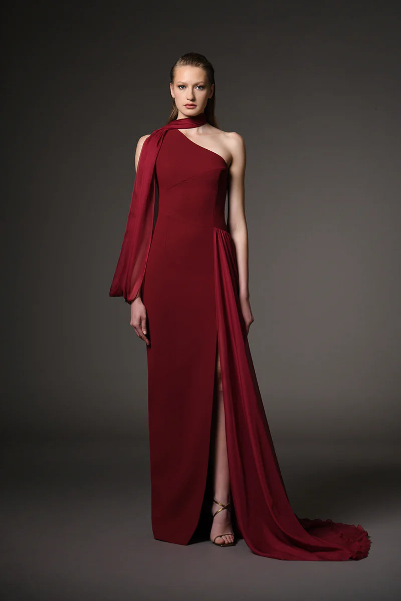 One-Shoulder Chiffon Dress