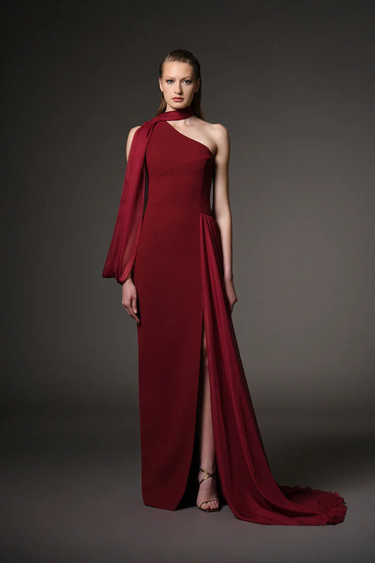One-Shoulder Chiffon Dress