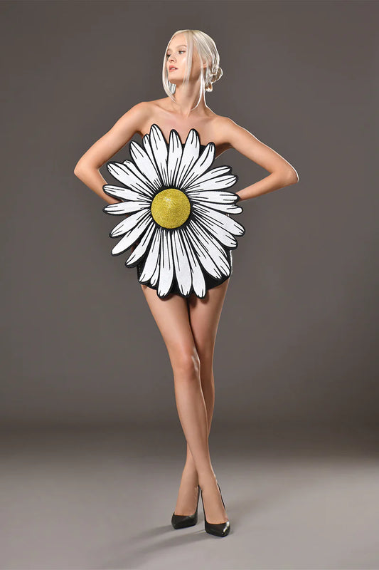 Strapless Daisy Flower Dress