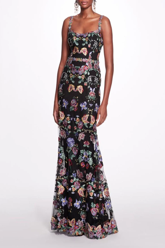 Embroidered Mermaid  Gown