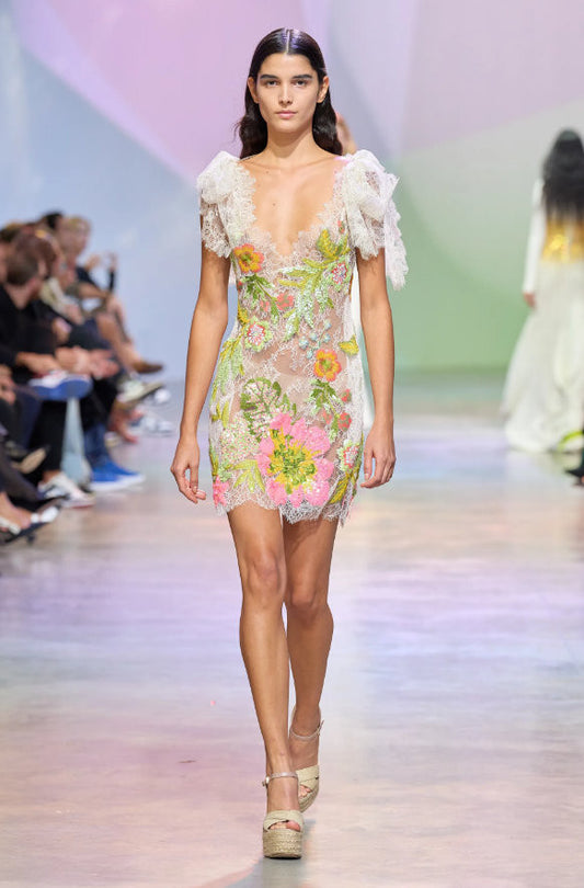 Lace Dress with  Appliques