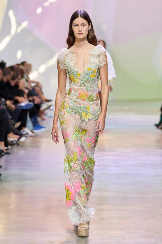 Lace Gown with Appliques