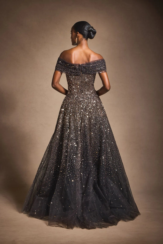 Off-Shoulder Beaded Ballgown