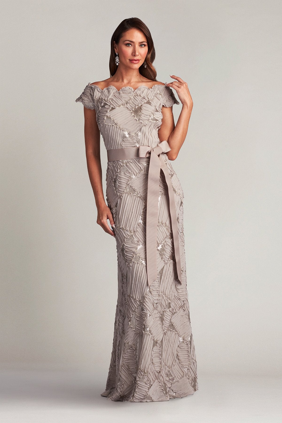 Demie Embroidered Mini Paillette Gown