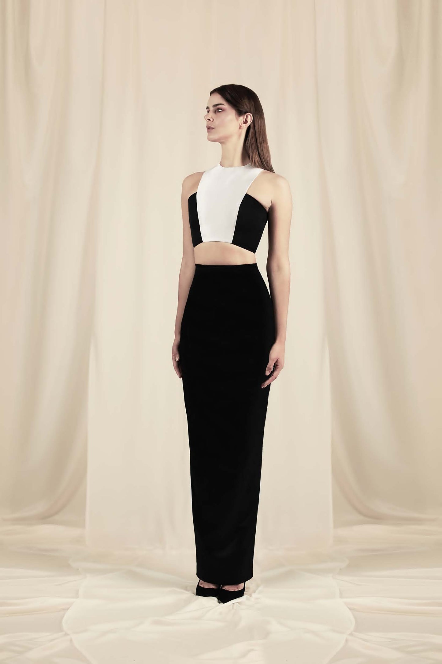 Satin Duchesse Bicolor  Gown