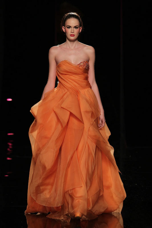 Strapless  Gown with Ruffled Skirt