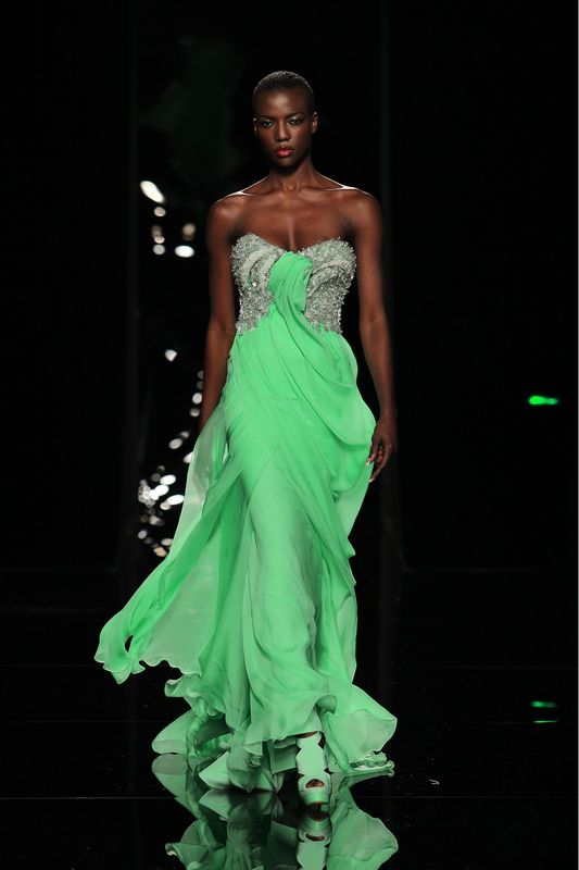 Beaded Bodice Gown with Train