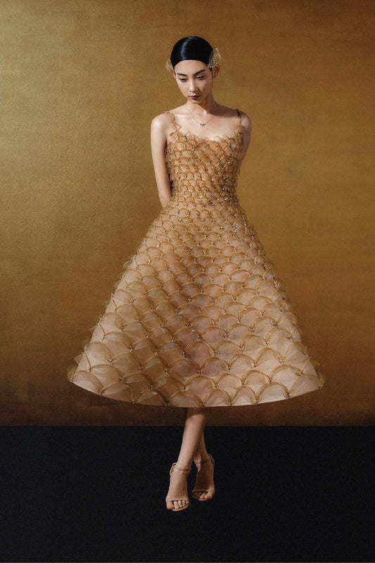 Tulle and Sequin Midi Dress