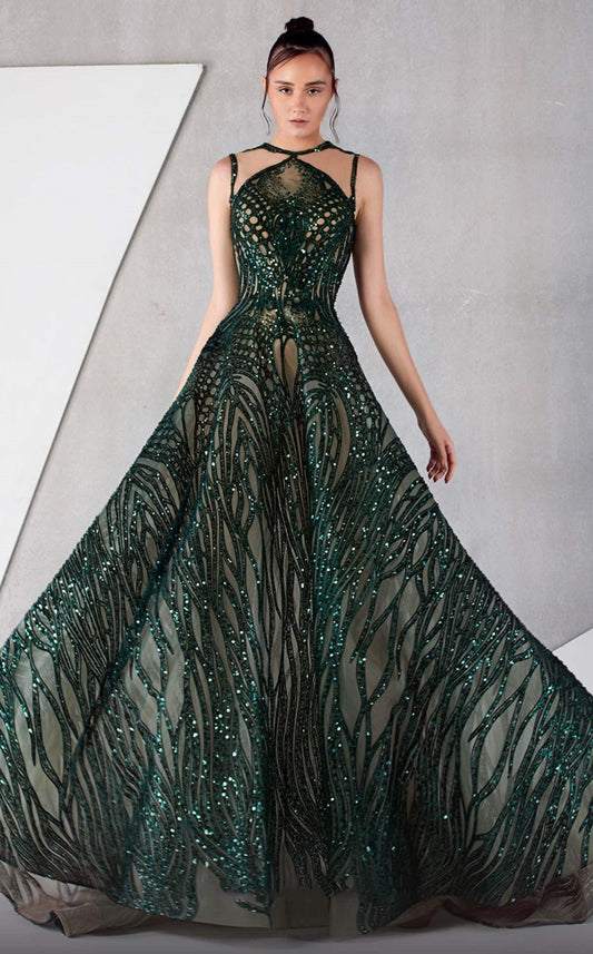 Sleeveless Embellished  A-Line Gown