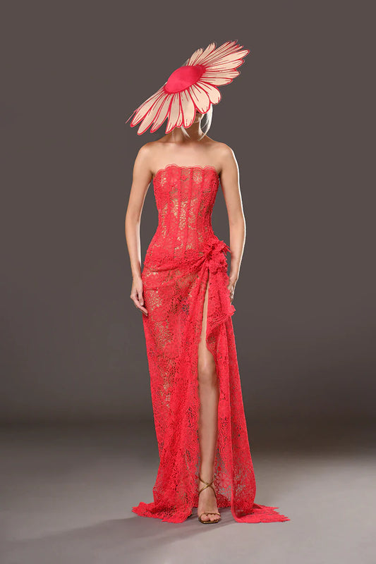 Strapless High-Slit Dress