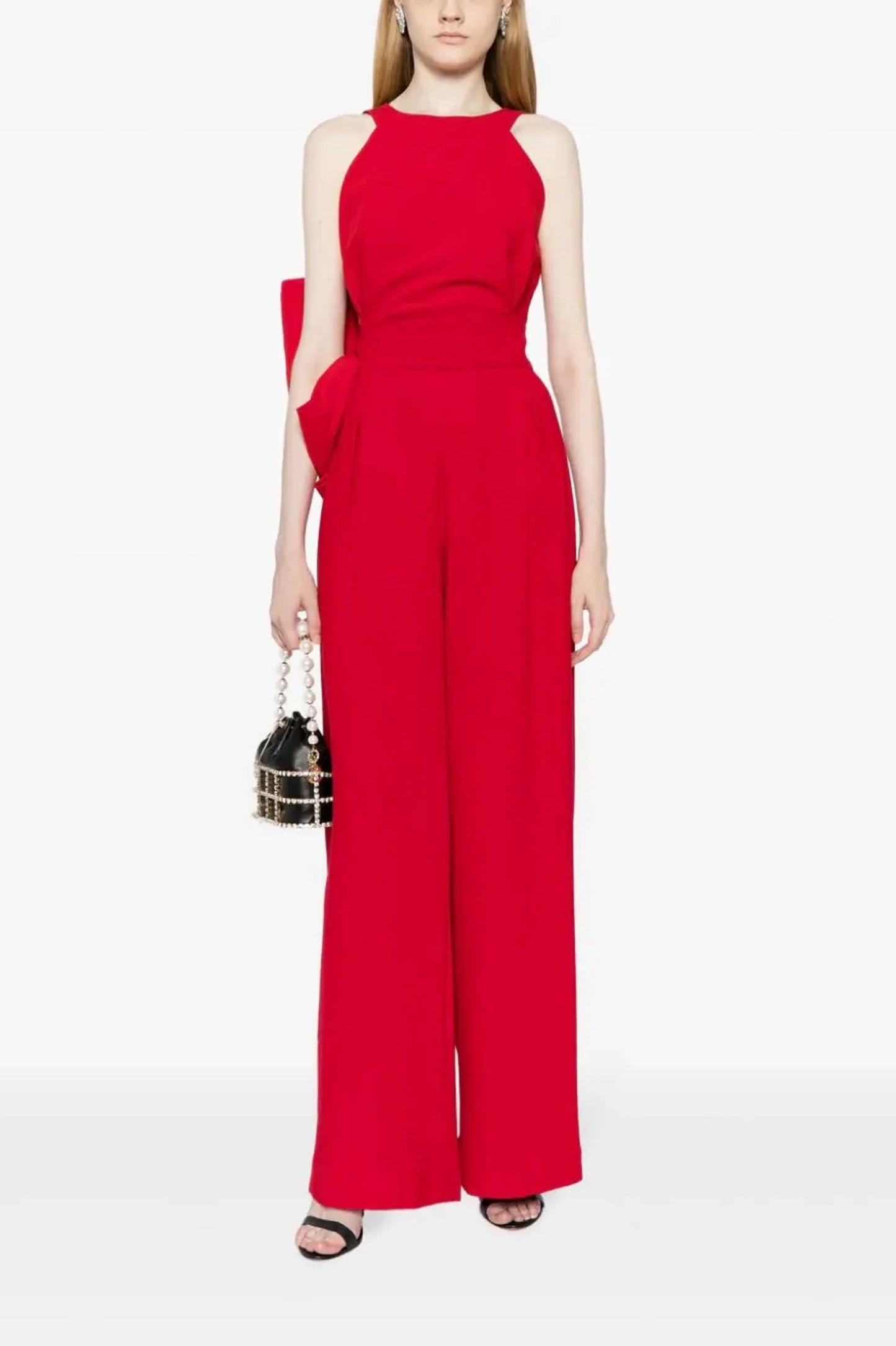 Oversized Bow Crepe Jumpsuit