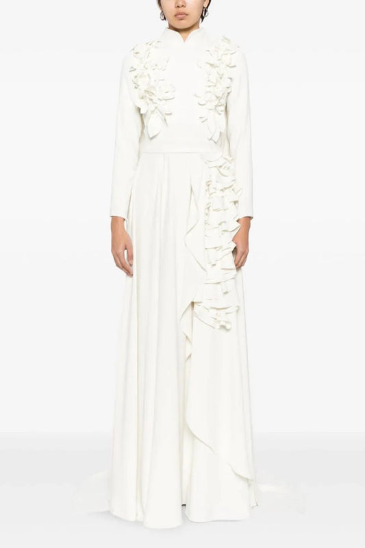 Crepe Kaftan with 3D Laser-Cut Embroidery