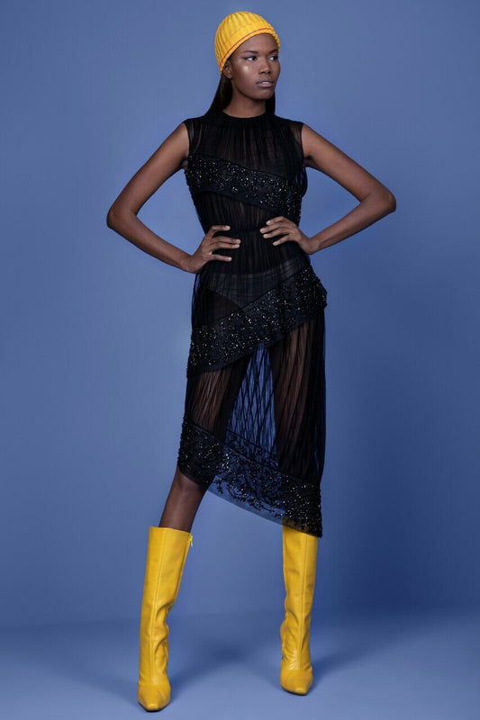 Pleated Mushroom Tulle Dress