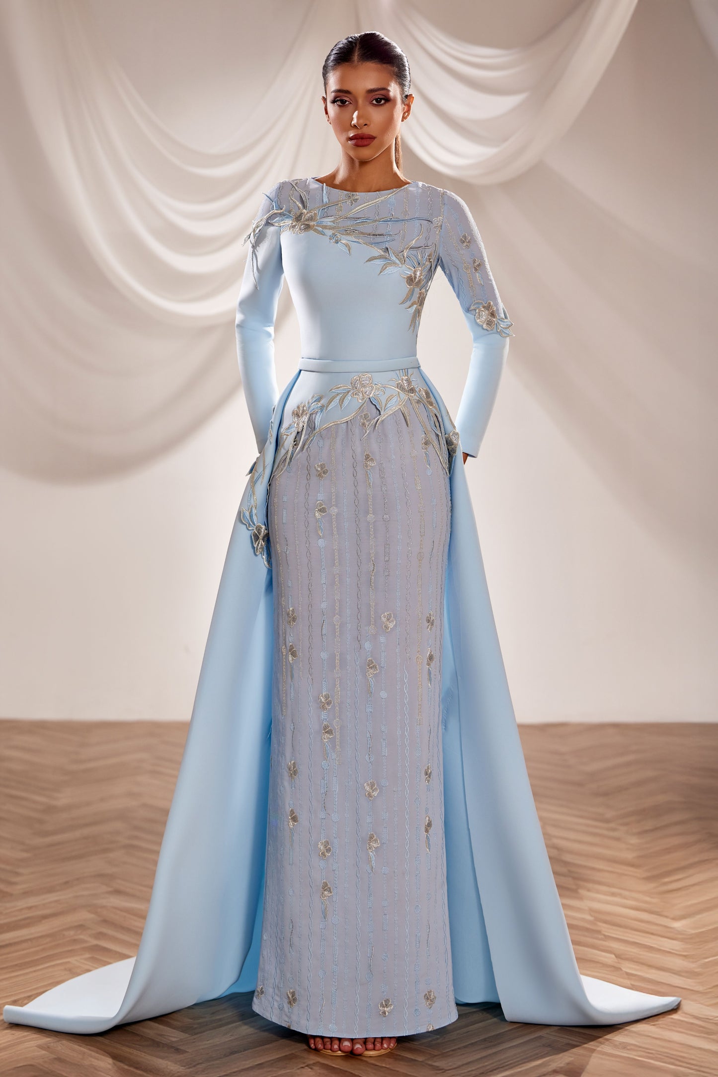 Long Sleeve Floral Gown