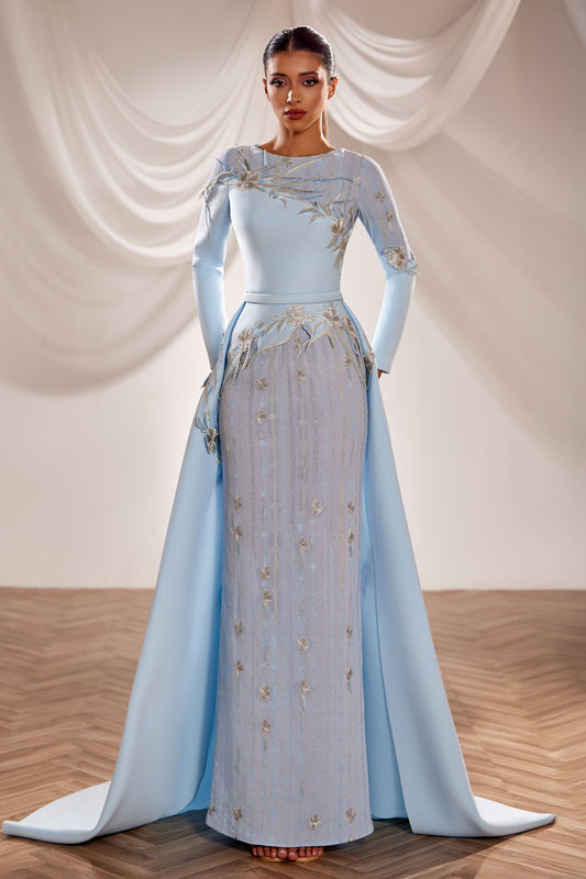 Long Sleeve Floral Gown