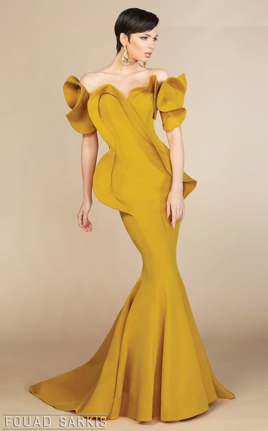 Mustard Strapless Gown Style 2328