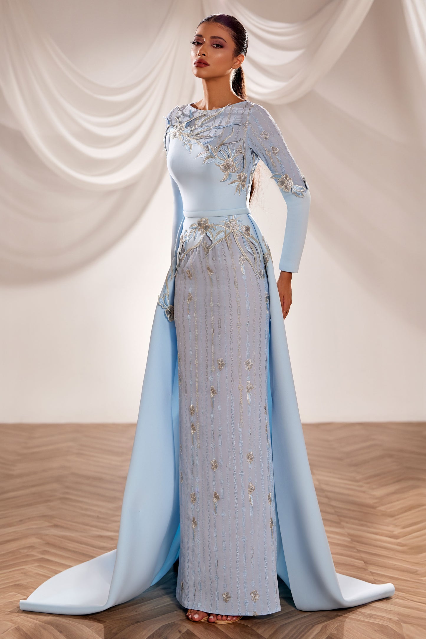 Long Sleeve Floral Gown